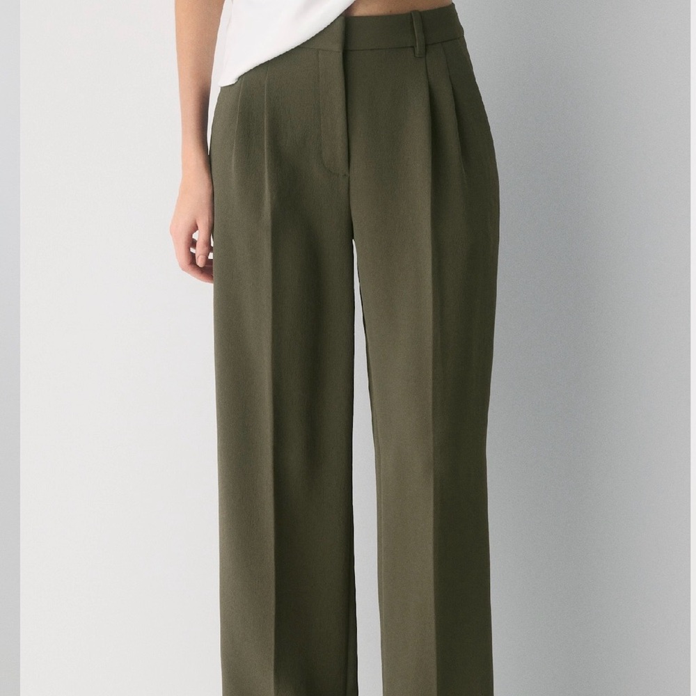 Aritzia Dark Olive Wide-Leg Pants